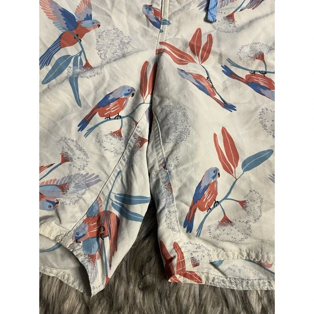 Patagonia Bird Print Wavefarer Boardshort Drawstring Swim Trunks